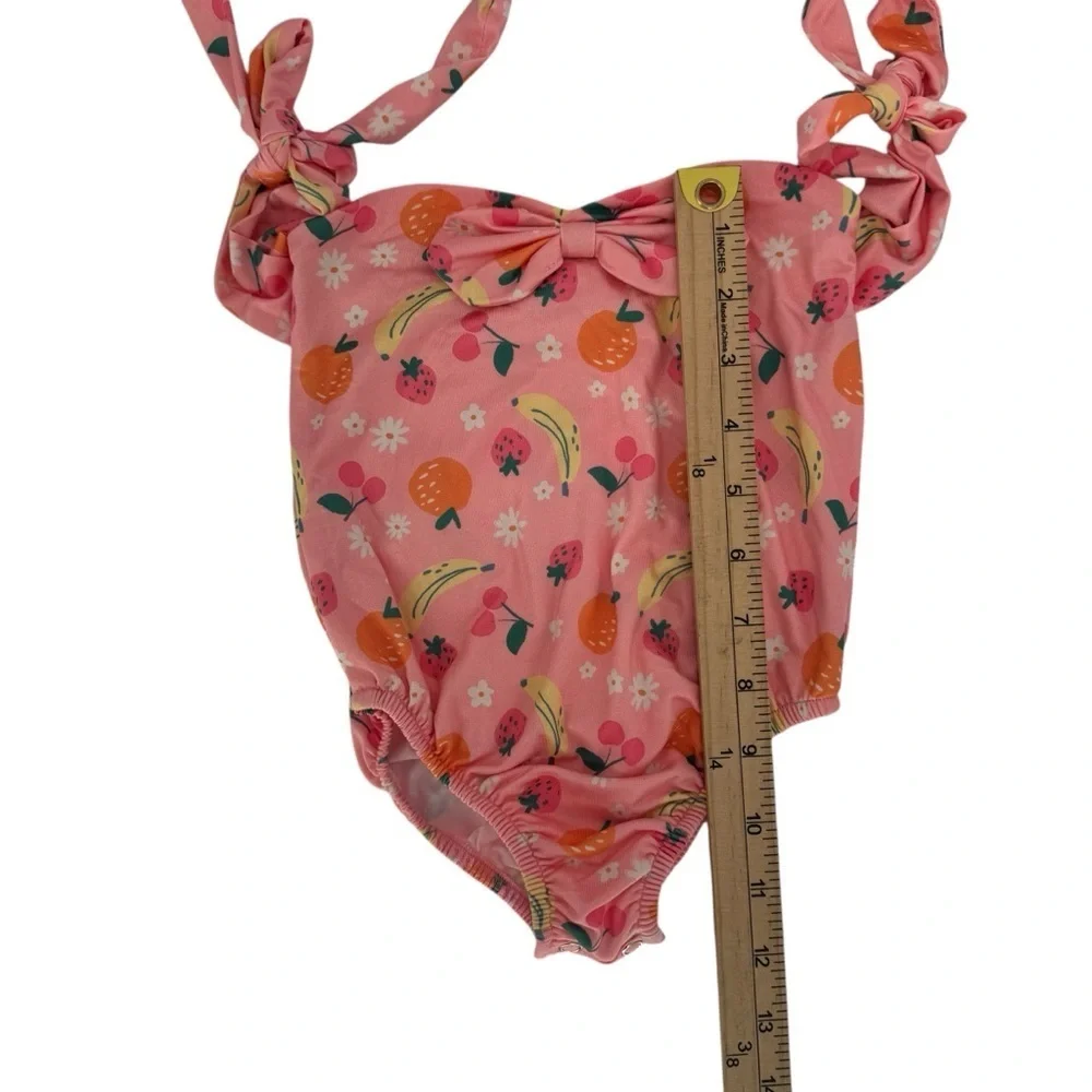 NWT Bailey’s Blossoms Girly Snap Bottom Pink Fruit Swimsuit One Piece Size 3T